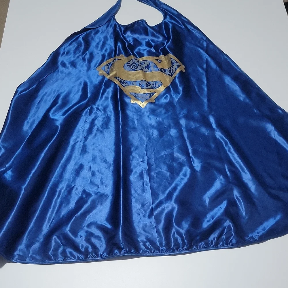 Blue Child Superhero Cape with Gold Emblem